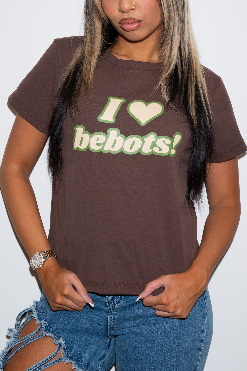 I 🤎 Bebots Women's Casual Fit Tee