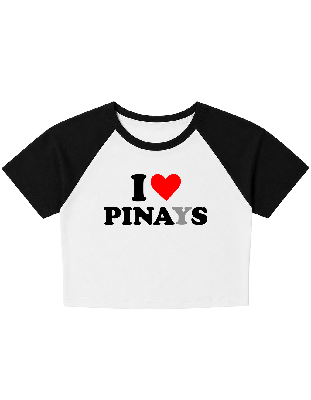 I ❤️ PINAYS I ❤️ PINAS Black and White Cropped Raglan