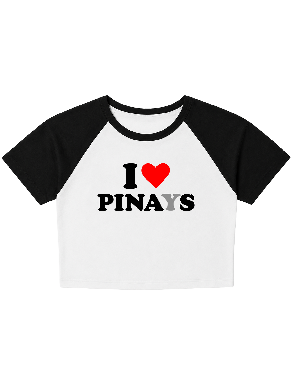 I ❤️ PINAYS I ❤️ PINAS Black and White Cropped Raglan