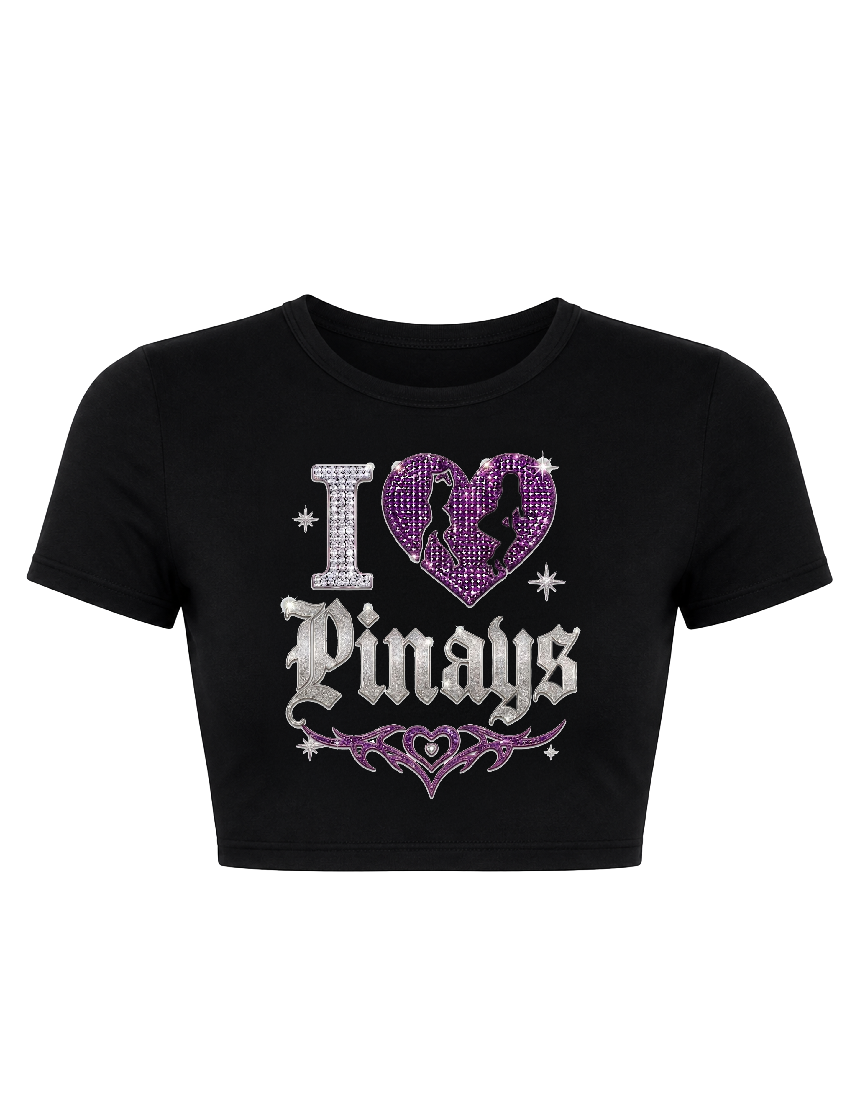 I 🩷 Pinays Bedazzled Graphic Cropped Top