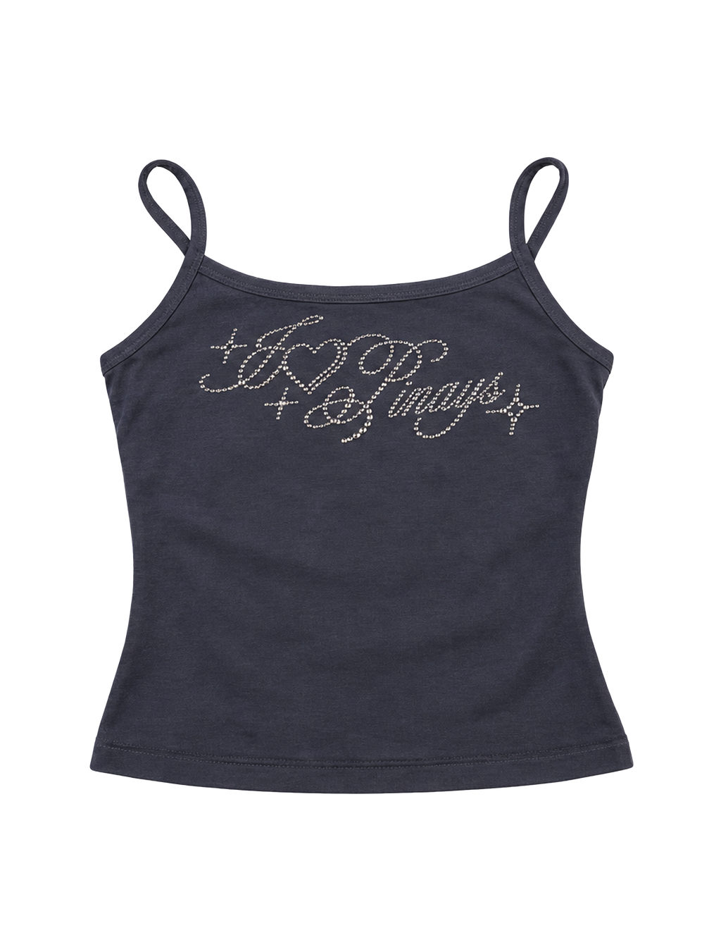 Complexcon Dolphin Grey Bedazzled Spaghetti Tank Top