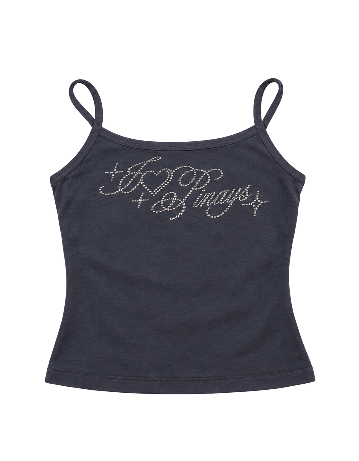 Complexcon Dolphin Grey Bedazzled Spaghetti Tank Top